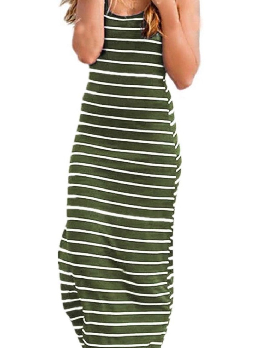Racerback Tank Ankle-length Striped Olive Dress